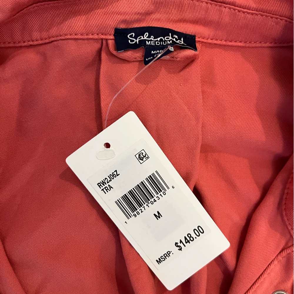 Splendid cropped coral pink utility jacket, NWT